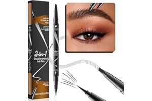 HNYGS-EU Augenbrauenstift härchenzeichnung Wasserfest, 4 Gabelspitze 2-in-1 Dual-Ended Microblading Augenbrauenstift, Wischfest Eyebrow Pencil Kann Leicht Natürliche Augenbrauenfarbe (Dunkelbraun)