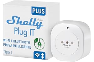 Shelly Plug IT, Presa Intelligente Wi-Fi Italiana (Tipo L) - 2300W (10A), Monitoraggio Energia, Consumi, Controllo Vocale e Remoto, Timer, iOS Android App, Alexa Google Home, Nessun Hub Richiesto