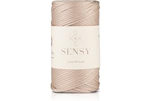 S SENSY Sensy Premium 3 mm 120 Meter Polyester-Seil, 100% Polypropylen-Kordel, Makramee-Kordel, 3 mm Häkeltaschen-Kordel, Makramee-Seil, Häkelgarn, Geschenk für Stricker (Latte)