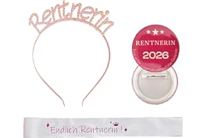 JENICH 3Pcs Rentner Geschenk Frau Rentnerin Schärpe Haarreif und Button Renteneintritt Ruhestand Geschenk Frau Rente Ruhestand Deko 2025 Ruhestandsgeschenk zum Ruhestand für Frauen Abschiedsgeschenk Kollegin