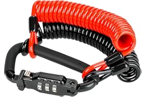 Avoeco Motorcycle Helmet Lock-with Two Cables & PIN Locking Carabiner for Extra Security-Ideal Lock for Bike Helmets, Phone Mount, Bag, Luggage, Multifunctional Accessory, Perfect Travel Companion