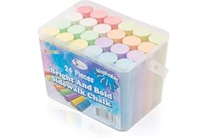 Sherfire 24 Multicolored Jumbo Sidewalk Chalk, 8 Colours, Bright and Bold Rainbow Colours plus White