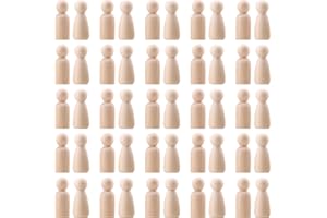 LLMtn 50 Stück DIY Holzfiguren zum Bemalen und Basteln Tortenfigur Figurenkegel, Spielfiguren Holz Familie Figuren Puppen zum Anmalen Basteln, Holzkegel für Weihnachten Hochzeit Geburtstag Dekoration