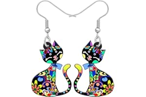 LONYOO Acrylique Chaton Boucles d’oreilles Chat Pendantes Anime Bijoux de Chat Cadeaux Femmes Filles Charms