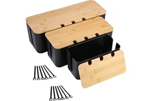 Azyvum Lot de 3 Boite Rangement Cable,Boite Cache Cable,Boite Cache Cable Multiprise,Cable Box Cachez et cachez les multiprises et les cordons électriques des téléviseurs,ordinateurs et bureaux