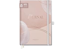 HÄFFT paper&you® Premium Dotted Journal punteado [Soft Beige] cuaderno A5 a puntos - 188 páginas de papel grueso - banda elástica, soporte para bolígrafo - sostenible y respetuoso con el clima