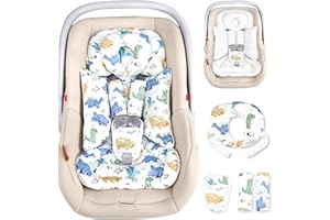 TANOFAR Car Seat Head Support Baby - Infant Car Seat Insert for Newborn Girls Boys - Soft Carseat Head Support for Infant - Newborn Carseat Insert for Car Seats, Strollers, Swings, Bouncer (Dinosaur)