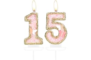 mciskin Butterfly Birthday Number Candles, Pink Gold 15 Candles Cupcake Topper for Cake, Girls 15th Birthday Decorations, Butterfly 15th Birthday Candle Cake Topper for Butterfly Theme Party