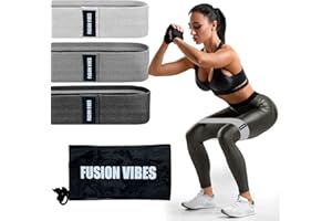 FUSION VIBES Premium Resistance Bands, Legs and Butt, Non-Slip Booty Bands, Glute Bands, Fabric Resistance Bands, Workout Fitness Bands for Hips & Women/Men/Beginners/Yoga, Athletes Strength Training, Fitness