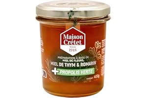 Maison Crétet | Miel de Thym, Romarin et Propolis verte | Pot verre | 1 préparation en pot de 400g