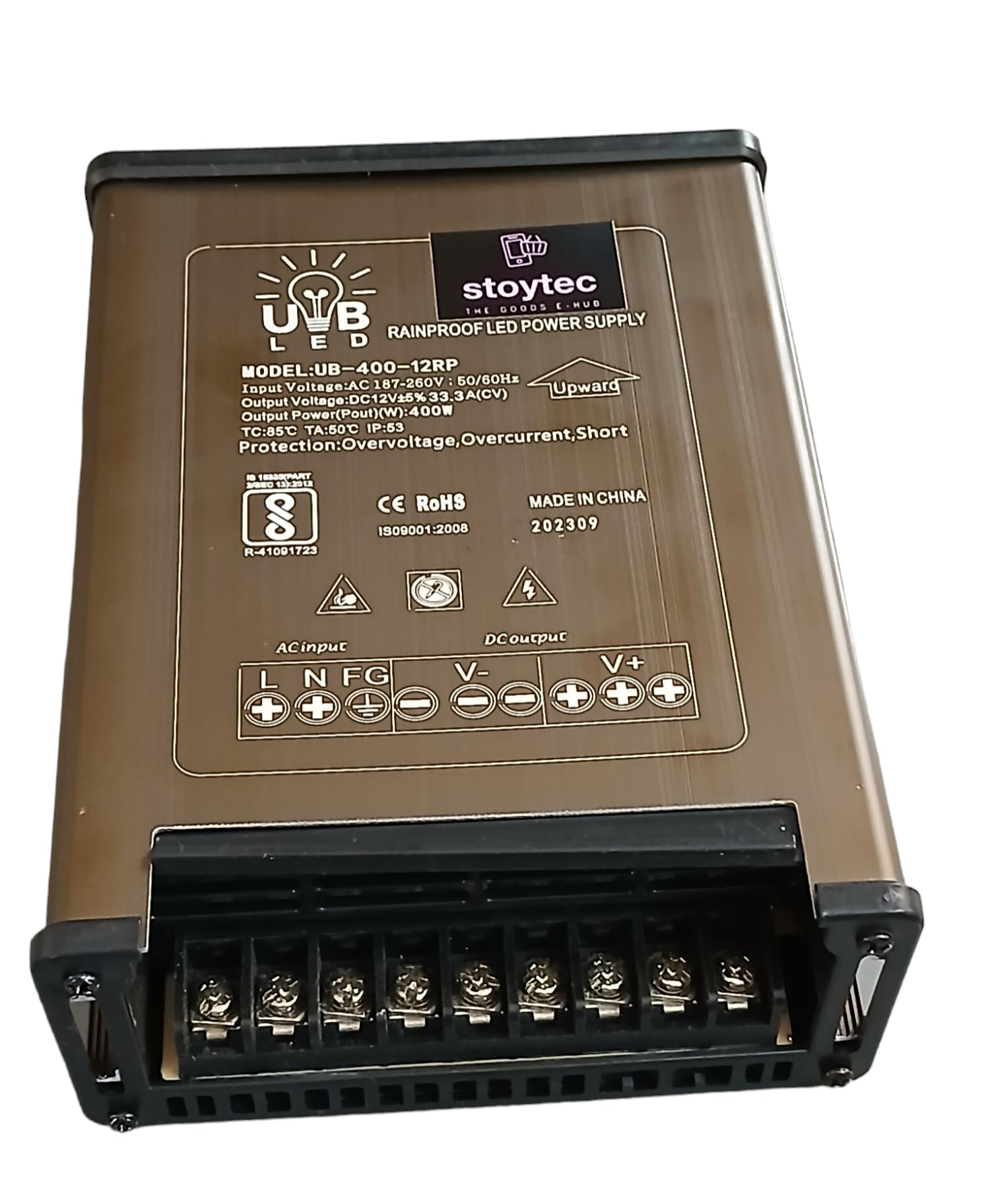 Stoytec 12V DC Power Supply 400W 33A RAIN Proof SMPS 240V AC to 12V DC Converter for LED Panels,CCTV