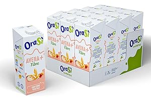 ORASI OraSì Bevanda di avena+ fibre (1 litro, 12 unità) - Alternativa vegetale al latte a base di avena con fibre di cicoria per benessere intestinale - Senza lattosio, senza zuccheri aggiunti