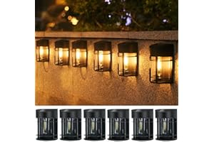 nipify Luz Solar Exterior Jardin, Apliques de Pared IP65 Impermeable, Luces Led para Valla Porche Patio [6 Paquete/Blanco Cálido]