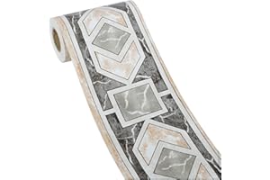 HyFanStr Geometrische Tapetenbordüre, wasserdicht, Wanddekoration, Bordüre, Badezimmer, Fliesenbordüre, dicke breite Taille, Fliesenbordüren, Deckenbordüre, 10 cm x 5 m