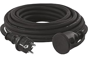EMOS cable alargador IP44 10 m, 1 Schuko, resistente agua, golpes, aceite, temperatura, 230 V 16 A 3680 W, goma H07RN-F3G 2.5 mm², exteriores, negro
