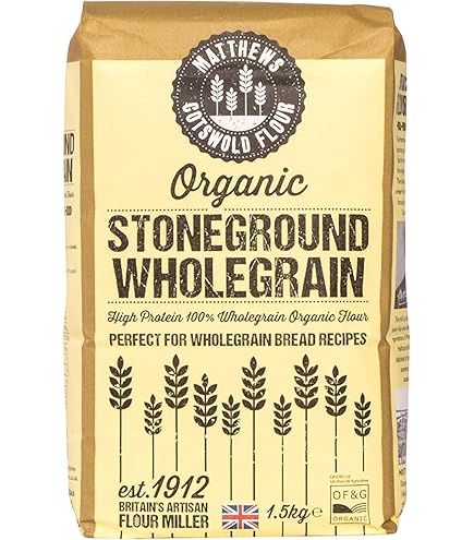 Matthews Crunch Flour 5x1.5kg - High Protein Artisan Bread Flour With Malted Wheat Flakes, Stoneground For Baking