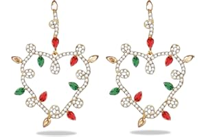 LILIE&WHITE Christmas Earrings For Women Christmas Tree Dangle Earrings With Colorful Rhinestone Glitter Bow Knot Colorful Light Bulb Jingle Bell Stud Earring Holiday Earrings Xmas Gift