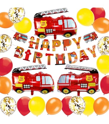 Ak Giftshop Fire Engine Firefighter Bunting Party Decorations 12pcs 2 | INDIA