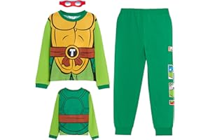 Teenage Mutant Ninja Turtles Pyjama pour garçon avec masque réversible TMNT - Cadeau Leonardo Raphael