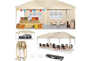 COBIZI Pop Up Gazebo 3x6m with 4 Removable Sidewalls,6 x 3 m Pop-up Commercial Tent Gazebo,Waterproof Silver-costed Oxford Marquee Canopy,UPF50+, Tent for Parties Garden & Outdoor Event,Khaki