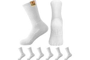 HEYSOCKS Sports Socks for Men - 6 Pairs Crew Sock Thick Cushion Breathable White Socks for Walking Hiking Athletic Socks