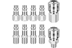 Tryslyn 10 Pièces Raccord Rapide Air Comprimé, Raccord Pneumatique, Accessoires Compresseur d'Air, Embout Compresseur Air, Raccord d'Air Comprimé pour les Outils Pneumatiques et Tuyau Pneumatique