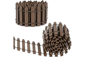 Aolso Clôture de Jardin en Bois Blanc, 2PCS 90x5 cm Miniature Accessoires Le Bricolage et la Décoration de Mini Jardin, Clôture Miniature en Bois pour Sapin de Noel, Maison de Poupée (Café)