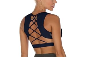 icyzone Reggiseno Donna Sportivo Imbottito Senza Ferretto Supporto Medio Cinturino Reggiseni Sportivi Yoga Fitness Palestra Top