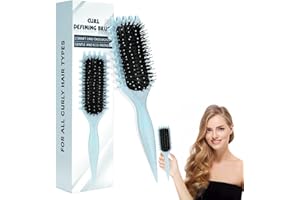 Pavlleen Curl Hair Brush, Lockenbürste, Lockige Haarbürste, Curl Define Styling Brush, Wildschweinborsten Curling brush, zum Kämmen und Formen, reduziert Ziehen und Locken Trennung (Blau)