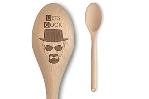 THE LASER FACTORY Lets Cook Design - Breaking Inspired Wooden Spoon – Lets Cook Walter Inscription - Cooking Baking Gift for Men & Women - Unofficial Fan Item