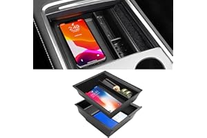 Ttcr-ii Kompatybilny z modelem tesla y model 3 organizer konsoli środkowej 2021 2022, model 3/y schowek z szufladami, taca konsoli środkowej kompatybilna z tesla model y/3, 2 szt. (ABS + guma)