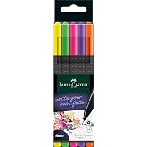 Faber-Castell Grip Finepen İnce Ke&ccedil;e U&ccedil;lu Kalem Seti, 5&rsquo;li, Neon Renkler, 0.4 mm, Metal Destekli, Ergonomik &Uuml;&ccedil;gen G&ouml;vde