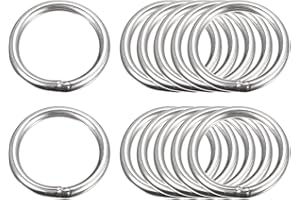 sourcing map 12 Stück O Ringe Edelstahl 304 Metallringe, 35 mm Außendurchm. 4 mm Dicke Geschweißter O-Ring für Befestigung Schrauben Haken Campinggürtel Hundeleinen Taschen Paracord Zubehör