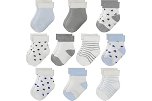 TRAMLE Baby Boys Socks Thick Terry Socks, 10 pairs (0-3years old) for Newborn Boys Girls,Cute Warm Ankle Crew Socks Set