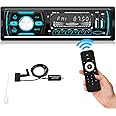 NHOPEEW Single Din Car Stereo with 16G Memory Card, DAB/RDS/FM/AM/Bluetooth Hands Free Call/7 LED Colors, 1 Din Radio Multimedia Player with USB AUX-in TF Card Port + Remote Control