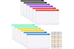 Mooshy A6 Binder Taschen 12 Stück Binder Durchsichtige Taschen mit Aufkleber Budget Binder Taschen 6 Löcher PVC Binder Umschläge A6 Tasche für Ordner