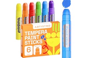 ARTISTRO 100% Washable Tempera Paint Sticks for Kids - 6 Non-toxic Paint Markers for Kids - Color Sticks with Twist Design