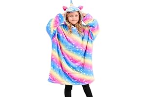 Piefry Felpa con Cappuccio Unicorno per Ragazze, Unicorno Felpa con Cappuccio Oversize per Bambini