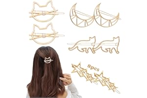 SZQIUNUBI ÉPingles à Cheveux Géométrique 8 Pièces GéOméTrique Barretes à Cheveux Pinces à Cheveux En MéTal GéOméTrique Pinces à Cheveux Femmes Chat/ÉToile/Lune Pour Les Mariages, Les FêTes, Les Cadeaux