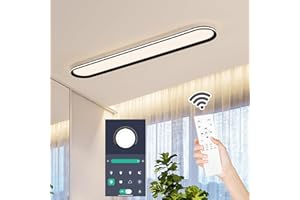 NAROUME Dimmable Metal LED Ceiling Light,Slim,4Ft Edge Lit - 65W Full Spectrum Linear Ceiling Lamps,3000-6500K Modern Ultra Thin Low Profile Light Fixture for Kitchen, Home & Office Hallway (120CM,Black)