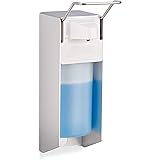 Relaxdays Eurospender 500 ml, Seifenspender Wandmontage, Desinfektionsmittelspender, Bügel-Mechanik, weiß