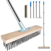 Wire Broom with Rigid Metal Bristles, Telescopic Sweeper Brush for Outdoor &ndash; Sturdy and Rustproof, Removes Difficult Dirt
