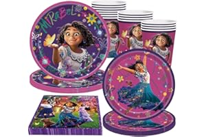 FORFAMY Encanto Décoration Anniversaire Fille Assiette Famille Madrigal en Carton Gobelet Serviette en Papier Vaisselle Déco Fête Birthday Accessoire Anniversaire Cadeau Baby Shower Enfants (20 Personnes)