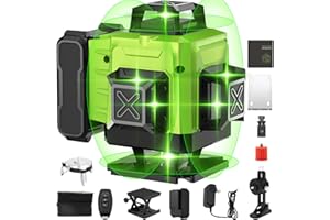 HOUSIWILL Cross Line Laser, Green, 16 Lines, 4 x 360° Laser Spirit Level, Self-Levelling, Line Laser, Cross Laser Construction Laser for Indoor Construction Site, Adjustable Brightness, Remote Control