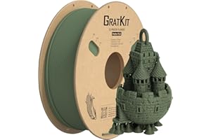 GratKit Filament PLA Matte 1.75mm, Précision Dimensionnelle +/- 0.03mm, Imprimante 3D Mat PLA Filament, Bobine de 1kg, Macaron Vert Olive