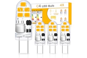AmmToo G4 LED Glühbirne, G4 Led Birne Warmweiß 2700K, 360° G4 Lampe Leuchtmittel,1W Stiftsockellampe Entspricht 10W Halogenlampen, Lampen DC/AC 12V CRI> 85, Nicht Dimmbar Kein Flimmern(4er Pack)