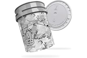MAGIC BUCKET Wash Bucket Set for Car Hand Wash Camouflage Grey with Matching Bucket Lid 5 US Gallons Approx. 20 Litres Compatible with Grit Guard, Detail Guardz Dirt Lock, Chemical Guys Dirt Trap
