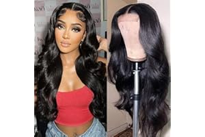 YLEGANT Pelucas Mujer Pelo Natural Humano 4x4 Body Wave Lace Closure Wig For Black Women Human Hair Peluca Cabello Humano Peluca Pelo Humano Mujer Color Negro Natural 16 Pulgada (40cm)