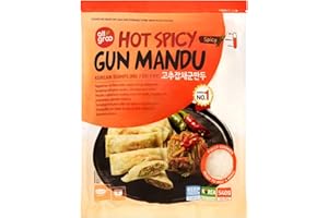 QUBROS All groo Ready Meals Sides | Korean Dumpling for Stem | Fully Cooked Quick and Easy Meal Ideas | Authentic Korean Flavor Frozen Food | Halal Certified (Hot Spicy for Fry Mandu, 2 Pack)