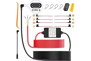 SSONTONG Dash Cam Hardwire Kit, ACC Hardwire Kit for Dash Camera Type C 3-Lead Hard Wire Kit 12V-24V to 5V USB-C Hard Wire Kit w/Low Voltage Protection 13ft Charger Power Cord for GPS Radar Detectors and More